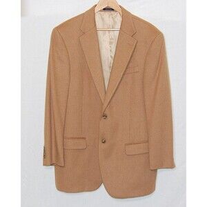 Camel Hair Blazer Mens 44R Beige Vintage Sport Coat Club Room